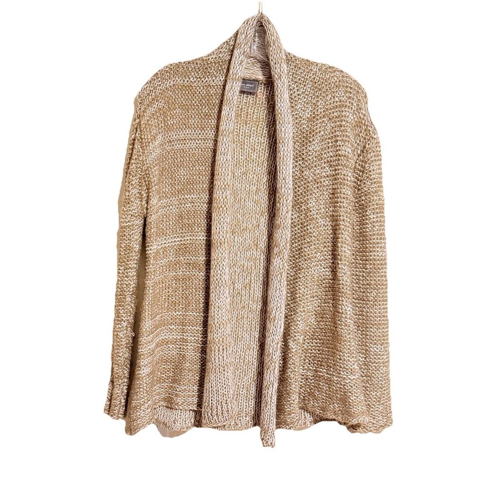 Wooden Ships Tan Knit Open Front Cardigan Sweater Cotton Size X/S MTM W19” L26”